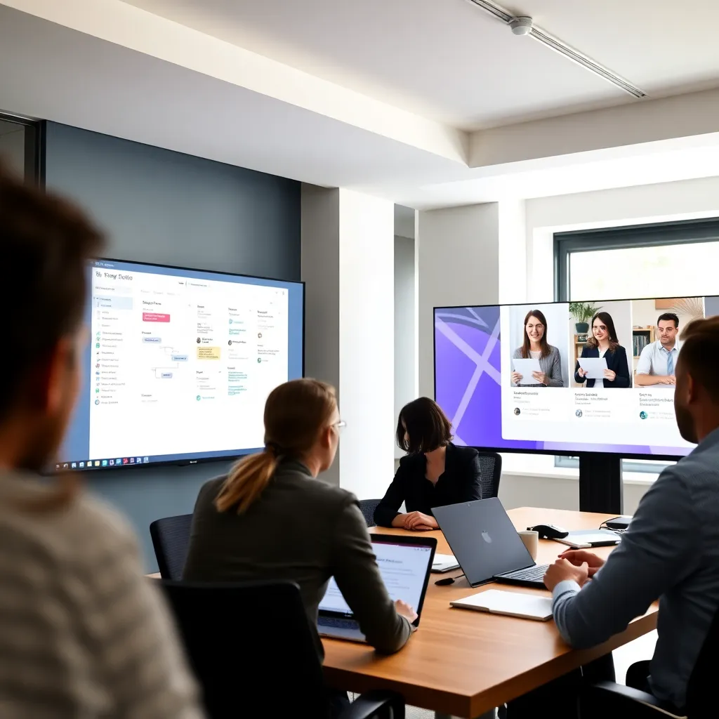 Professional die werkt met digitale productiviteitstools