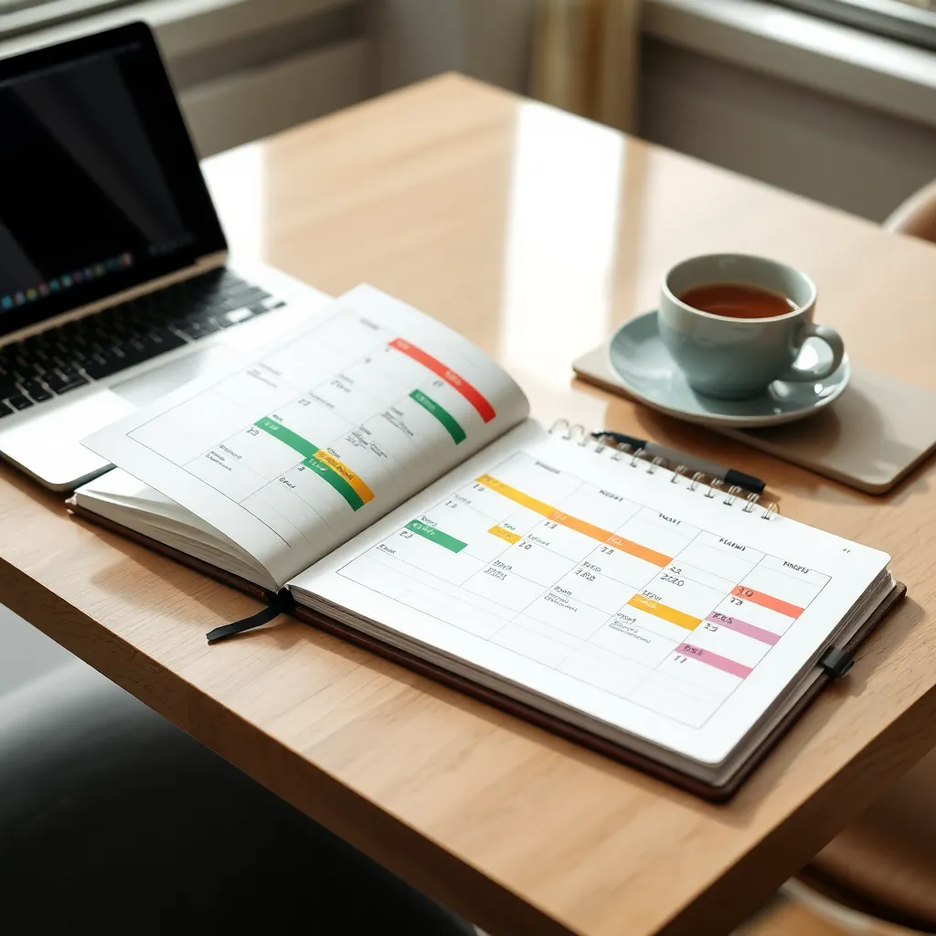 Professional die een hybride werkweek plant in een notitieboek