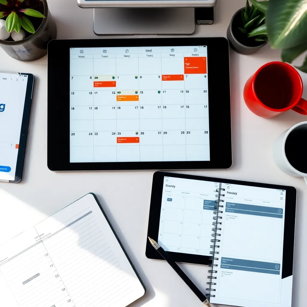 Professional die geconcentreerd werkt met een duidelijk ingedeelde agenda
